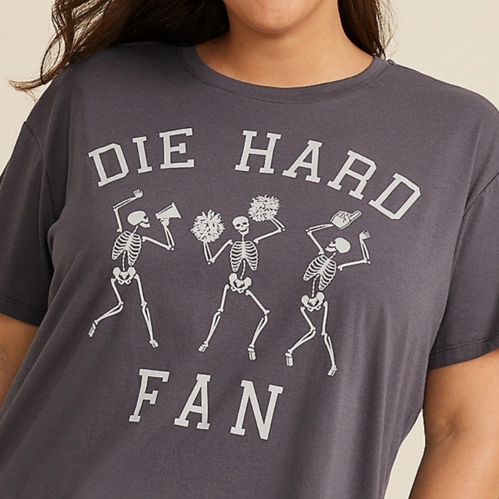 Die Hard Fan Skeleton Short Sleeve T-Shirt Phantom Gray